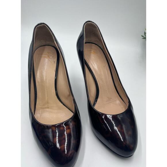 Giuseppe Zanotti Brown Patent Leather Tortoise Print Pump Heel Sz 38/7.5 - Picture 3 of 16
